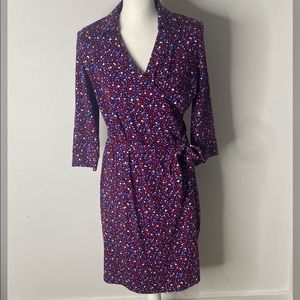 Talbots Women's Heart Print Wrap Dress size Medium